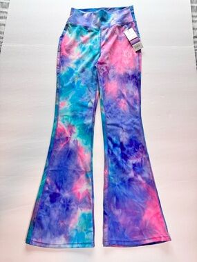 POP Fit Women’s Tie-Dye Flare Leggings - Pink, Blue & Purple Size Medium